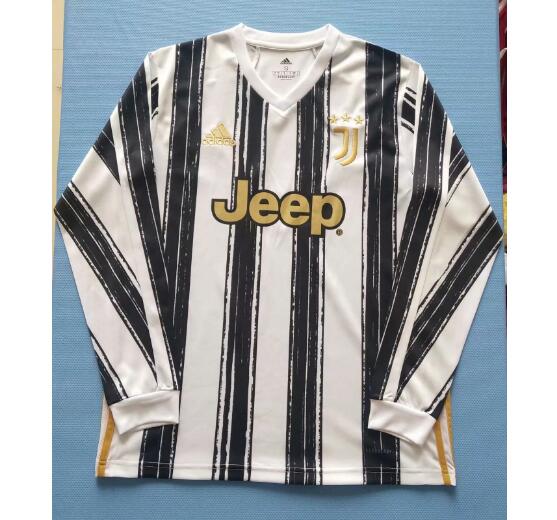 Juventus Long Sleeve Home Kit Soccer Jersey 2020/21